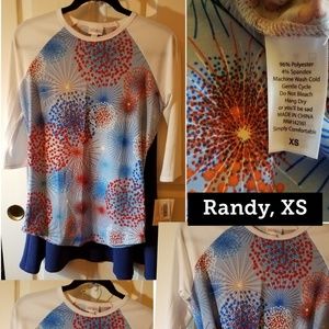 LLR_(Fits S-M)"Randy" Fireworks Baseball T